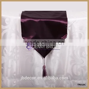 TR010C Luxury Silk Felt Purple Satin Linen Table Runner thumbnail-1