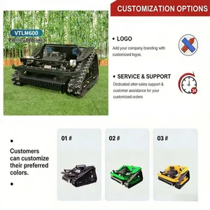Industrial Self Propelled Cordless 4-stroke Single Cylinder Remote Mowing Tank VTLM600 600mm Crawler Lawn Mower for Garden thumbnail-2