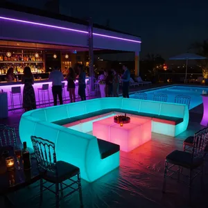 LED PE Plastic Portable Outdoor Commercial Bar Sofa Set With Illuminated Design for Night Club Lounge Modern Furniture thumbnail-3