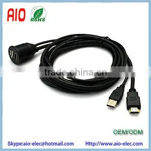 2 Meter USB H D M I A Extension Flush Mount Cable for Car Bike Boat Motercycle Lead thumbnail-3
