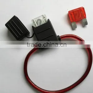 12V Universal ATC ATO Style Inline Car Blade Fuse Holder With Red 10 Gauge Wire Loop thumbnail-1