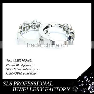 2015 Fashion Double Love Fish Kiss Christmas Sterling 925 Silver Rhodium Plated Huggie Earrings for Women thumbnail-3