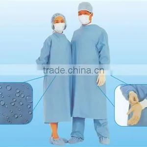 Disposable Waterproof Blue SMS Surgeon Gown Medical Gown Knitted Cuff Long Sleeve thumbnail-1