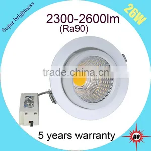 CE RoHS Approval Ajustble 26w CRI90 COB Led Gimbal Downlight thumbnail-1