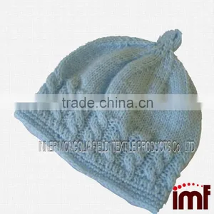 Cashmere Knit Baby Knot Hat, Newborn, Hand Knitted Infant Cap thumbnail-1