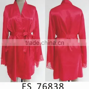 Comfortable Women Pajams for Red Satin Lace Nightdress thumbnail-1