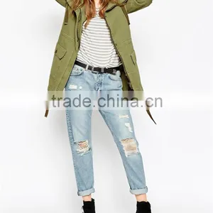 Women Parka Coat With Hood and Drawstring Army Uniform Style OEM Service thumbnail-1