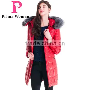 2015 Winter Women Medium Length Slim Fit Coat With Brown Fox Hat Overcoat thumbnail-4