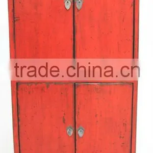 Red Antique FOur Door Cabinet thumbnail-1
