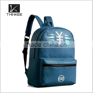 Leather Backpacks Custom Embroidery Your Logo Teens Fashion pu Leather Backpack thumbnail-1