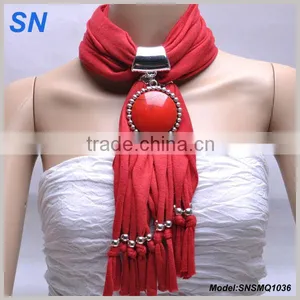 Gemstone Pendant Necklace Slide Scarf thumbnail-1