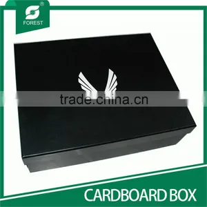 WHOLESALE LUXURY BLACK CARDBOARD SHOES PACKAGING BOX WITH UV VARNISHED thumbnail-3