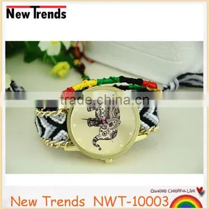 2015 Fashion Knitted Handmade Elephant Bracelet Watch With Multi-color Strap thumbnail-4