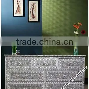 Mother of Pearl Inlay 7 Drawer Large Chest thumbnail-1