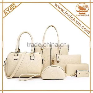 China Wholesale Handbags 2016 Woman Fashion 6 Pieces Leather Handbag Set thumbnail-4