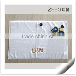 Custom Embroidery Logo White Floor Towel Cotton Wholesale Hotel Bath Mat thumbnail-1
