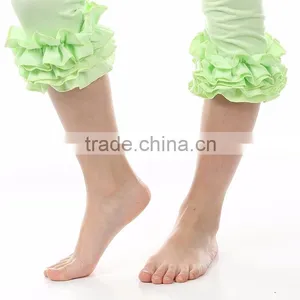 Wholesale Baby Girls Organic Cotton Comfortable Greeen Ruffle Pants for Boutique Girl Fall Wear Baby Clothes thumbnail-2
