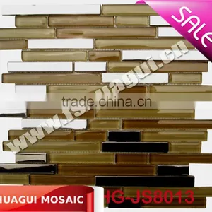 New Design Shinning Slim Glass and Silver Metal Mosaic Wall Tiles Mosaic Manufacturer in Foshan Near China Ceramic City thumbnail-1