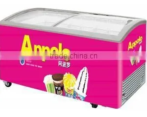 CE Approved Supermarket Curved Sliding Glass Door Display Freezer Ice Cream Freezer thumbnail-3