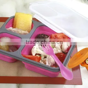 3 Compartments Microwave Bento Lunch Box Set For Kids Multifunctional Lunchbox thumbnail-2