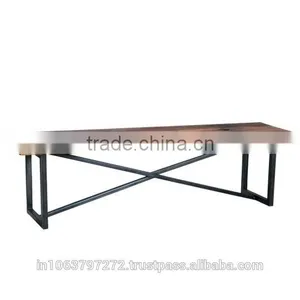 Bench With Black Finish Reclaimed Wood thumbnail-1