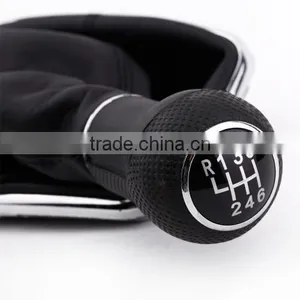 New 6 Speed Gear Shift Knob Gaitor Boot Black PU Leather thumbnail-4