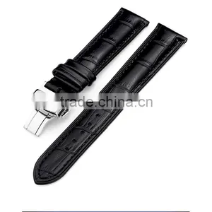 Men Waterproof Classic Head Layered Genuine Cow Leather Butterfly Clasp Watch Band 22mm 24mm thumbnail-6
