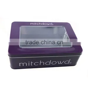 Silver Varnish Towel Tin Box With Transparent Window thumbnail-1