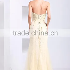 Off Shoulder Backless Sexy Elegant Lace Ivory Long Beaded Fashion Evening Dress thumbnail-3