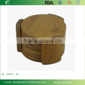 Sales Promotion Round Shape Bamboo Wooden MugTrivet Hot Pot Pan Insulation Mat Feature Gift thumbnail-1