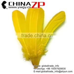ZPDECOR Crafts Factory Wholesale Plumes Cheap Dyed Yellow Solid Color Turkey Feathers for Fashion Show thumbnail-1