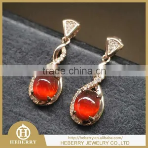 925 Sterling Silver Genuine Garnet Earrings With cz Diamond Stone for Ladies thumbnail-1
