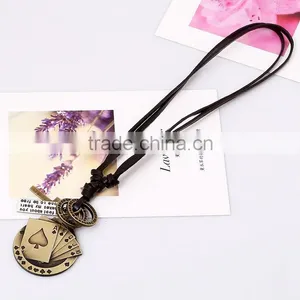 High Quality Custom Wholesale New Trendy Implicit Sterling Silver Leather Necklace thumbnail-3