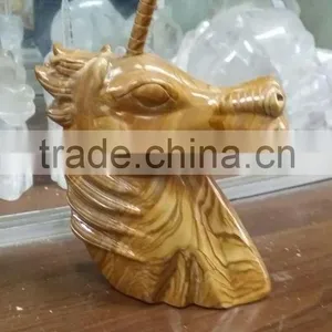 Wholesale Crystal Carvings Semi-Precious Stone Petrified Wood Unicorn thumbnail-2