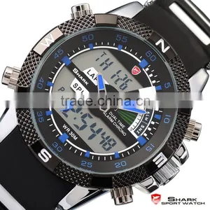 Shark Digital Day Date Blue Hands LED Mens Sports Analog Wrist Watch thumbnail-2