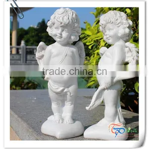 Popular White Fiberglass Resin Cute Angel Statue Table Decoration thumbnail-1