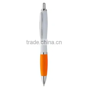Popular White Promotional Pen With Coloured Rubber Grip Ans Shiny Chrome Parts thumbnail-6