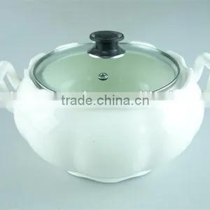 Wholesale Stock Napkin Shape Ceramic Casserole With Glass Lid,soup&stock Pot thumbnail-1