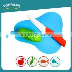 Toprank High Quality Pear Shaped Color Coded Chopping Board Flexible Plastic Cutting Mat Set Thin Vegetable Cutting Board thumbnail-3