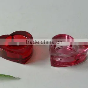 Red Heart Shaped Glass Candle Holder thumbnail-1