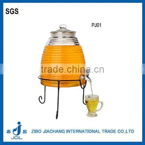 Clear Glass Drinking Dispenser With Tap Glass Lid thumbnail-1