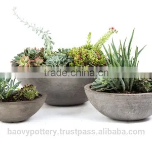 Round Cement Planters, Set of 3. thumbnail-1