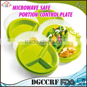 3-compartment Meal Prep Plastic Microwave Portion Control Plates Section Divided Dish With Air Vented Lids thumbnail-1