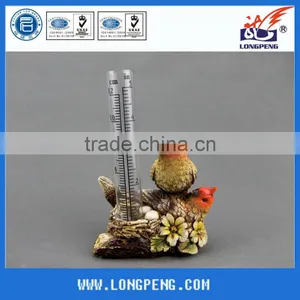 Polyresin Decorative Garden Bird on Branch Rain Gauge,Resin Brid Design Rainfall Records thumbnail-1