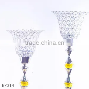 European Style Luury Electroplating Decoration Home Furnishing Iron Plated Crystal Glass Candle Holders for Home Decor thumbnail-3