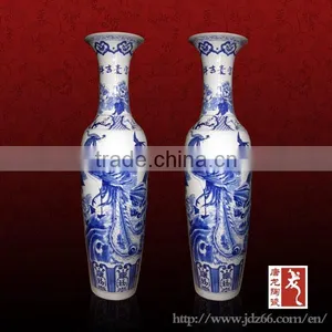 Hand Painted Tall Blue and White Porcelain Floor Vases Made in Jingdezhen thumbnail-1