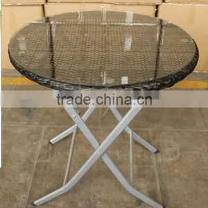 2015 Basic Style Cheap Rattan Outdoor Dining Set Round Table and Fold up Chairs thumbnail-3