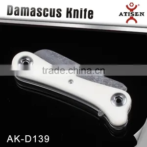 Damascus Folding Knife Antler Handle Knife for Outdoor Survival thumbnail-2