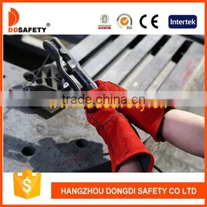 DDSAFETY 2017 New Style Welding Gloves For Welders Long Leather Gloves Cow Split Glove thumbnail-1