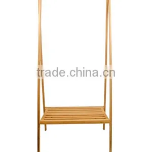 Bamboo Hanging Clothes Rack w Shoe Stand Rack thumbnail-1